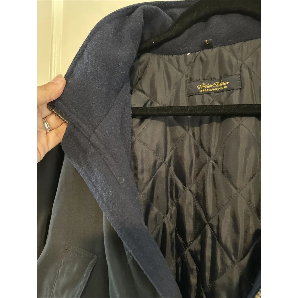 Brooks Brothers WOOL NAVY BLUE Hooded Parka Jacket Winter Coat Men's Size LARGE